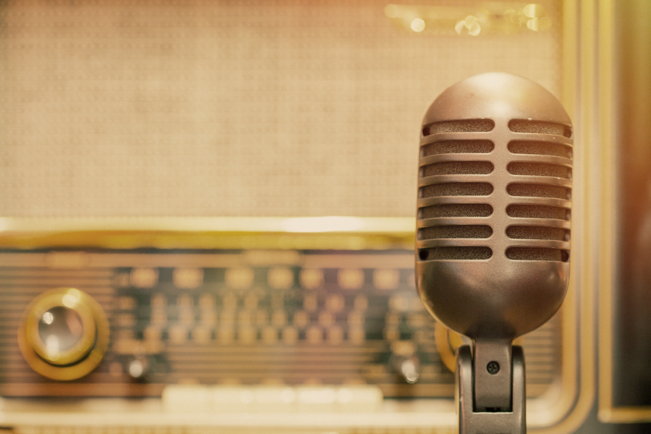 Microphone with an antique radio background
